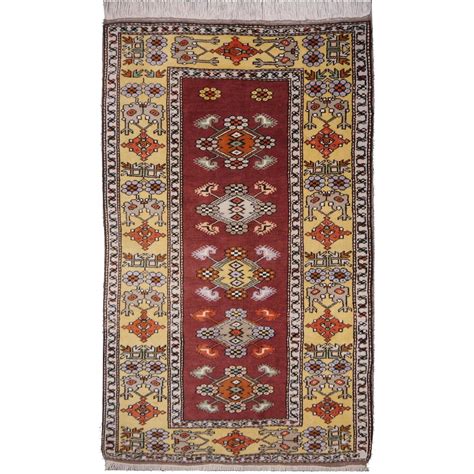 Vintage Hand-Knotted Turkish Wool Rug in Faded Indigo at 1stDibs