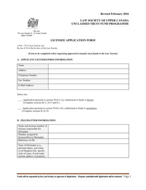 Fillable Online lsuc on Revised February 2016 LAW SOCIETY OF UPPER ...