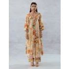 Light Pink Printed Chiffon Kurta with Tube and Palazzo- Set of 2