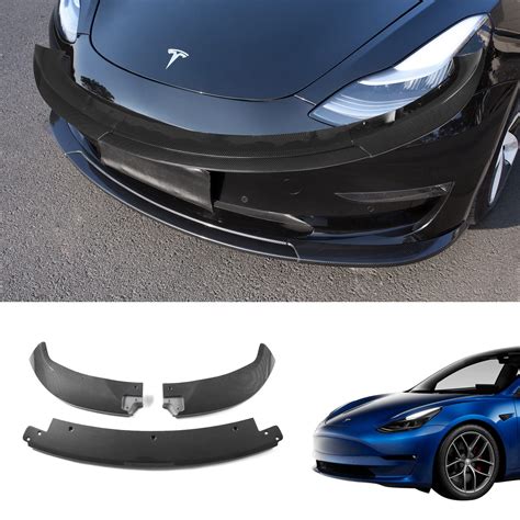 Buy Front Bumper Lip Compatible with 2017-2023 Tesla Model 3 Front Bumper Lip Kit Car Glossy ...