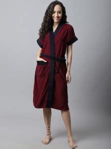 ELEVANTO MAROON-NAVY Free Size Bath Robe - Buy ELEVANTO MAROON-NAVY ...