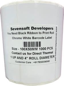 Sevensoft Developers 100X50MM Barcode Label (4X2 INCH) Self-adhesive 1 ...