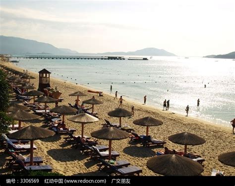 海南三亚海滩游泳场风光高清图片下载_红动中国