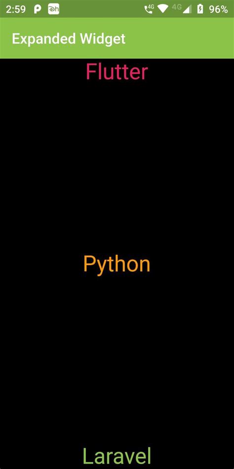 Flutter Expanded Widget 的图像结果