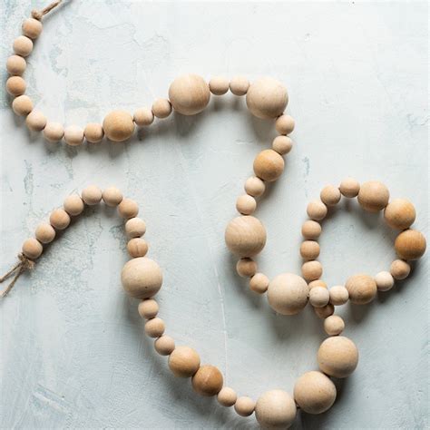 Natural Wood Bead Garland | Magnolia | Wood bead garland, Beaded ...