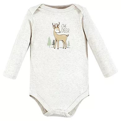 Hudson Baby Infant Boy Cotton Long-Sleeve Bodysuits, Forest Deer 3-Pack ...