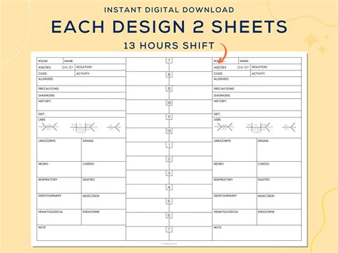Printable 2 Patient Nursing Report Sheet With Hourly Layout - Etsy India