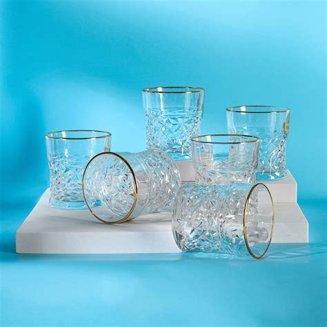 Yamasin MOROCCO WHISKY GLASS 330ML SET OF 6PC - With Gold Line – Narradora