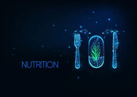Futuristic nutritious, vitamin rich dieting concept with glowing low ...