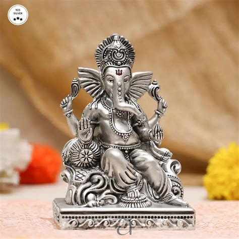 Buy Heritage Silver Ganesha Idol From Aahi by Ranka Jewellers