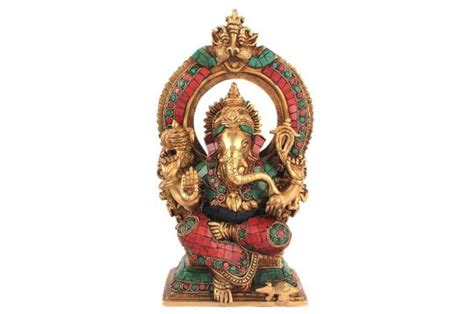 Buy Mahaganpati Idol in Brass with Stone Work Online @ Low Price ...
