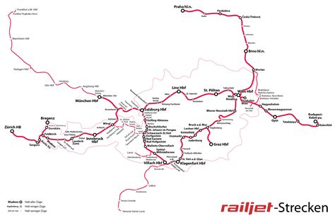 Map of the ÖBB (Austrian Railways) Railjet network : r/europe