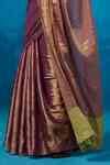 Buy Maroon Handloom Cotton Handwoven Tissue Saree And Blouse Piece For ...