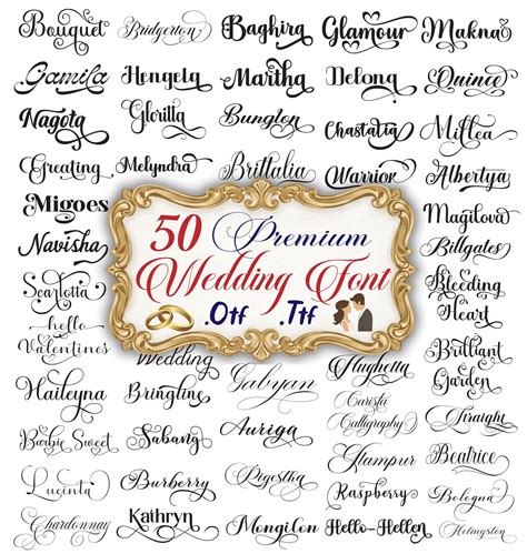 50 Wedding Fonts Bundle | Elegant Script, Calligraphy (digital Download ...