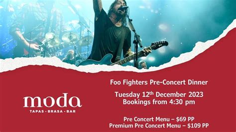 Foo Fighters Pre-Concert Dinner, Moda Tapas. Brasa. Bar, Brisbane ...