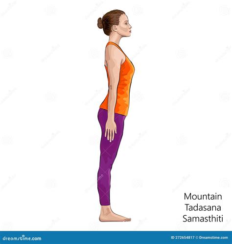Yoga. Mountain Pose.Tadasana or Samasthiti. Stock Vector - Illustration ...