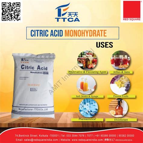 Citric Acid Monohydrate Ttca Exporter, Supplier from Kolkata