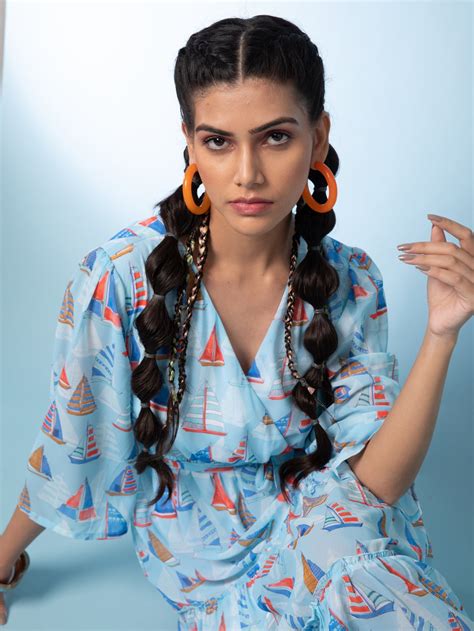 Sky Blue Printed Cotton Dress – Global Republic