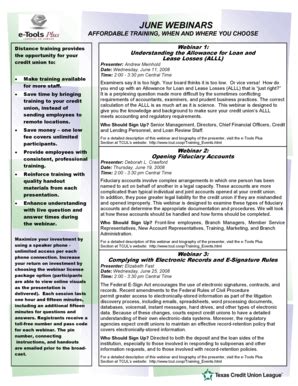 Fillable Online JUNE WEBINARS - Cornerstone Credit Union League Fax ...