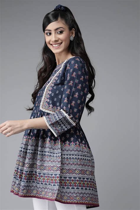 Indigo Cambric Floral Tunic - Stylish & Comfortable | Juniper Fashion