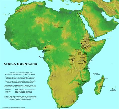 Physical Map Of Africa With Rivers And Mountains