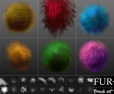 •FUR Brush Set• For realistic fur. 20 excellent brushes for Photoshop ...