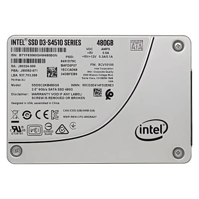 Ssd Intel D3-s4510 480gb 2,5 Sata 6gb/s Pn Ssdsc2kb480g8
