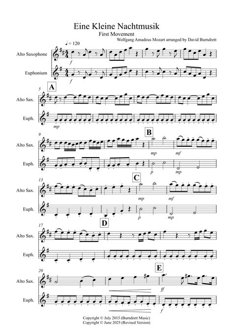 Eine Kleine Nachtmusik (1st movement) for Alto Saxophone and Euphonium ...