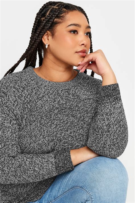 YOURS Plus Size Black & White Essential Knitted Jumper | Yours Clothing