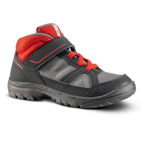 Buy Kids Hiking Shoes (Mid Ankle) MH100 - Grey/Red Online | Decathlon