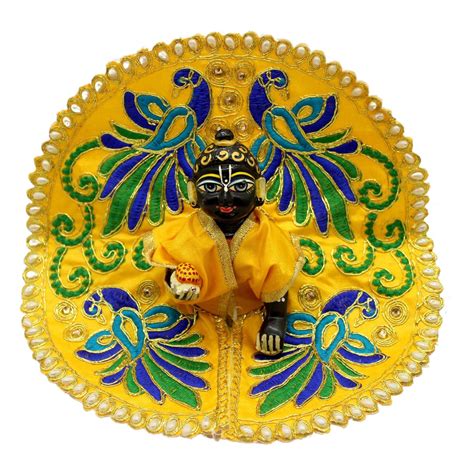 Peacock Feather Printed Yellow Dress For Thakur JI – MyKanha.com