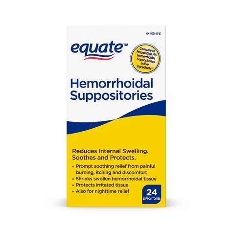 Equate Hemorrhoidal Suppositories, Relief from Burning, Itching and Discomfort of Hemorrhoids ...