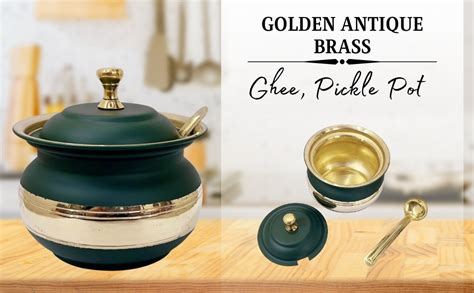 KC Golden Antique Brass Multipurpose Ghee Pot/Pickle Container 400 ML ...