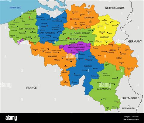 Colorful Belgium political map with clearly labeled, separated layers. Vector illustration Stock ...