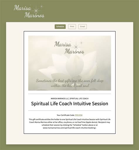Spiritual Life Coach IntuitiveSession Booking - Marisa Marinos