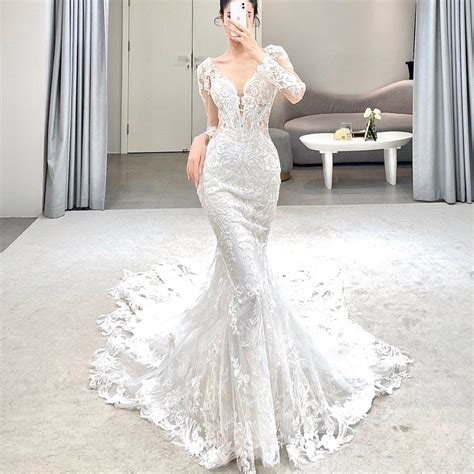 V neck lace wedding dress 60 photos - Astyledwedding.com