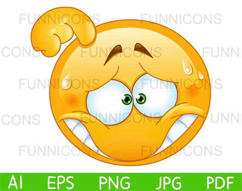 Stressed Emoji Sweating and Scratching his Head, Vector clipart stock.