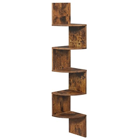 VASAGLE Corner Shelf Wall Mount, 5-Tier Floating Wall Shelf, Corner ...