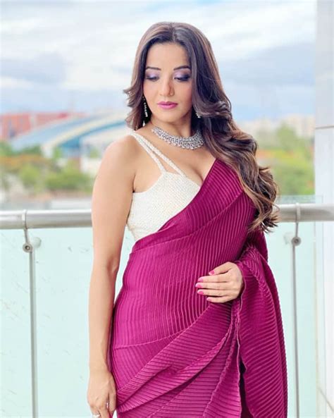 Monalisa Slays in Purple Saree And Hot White Blouse - See Viral Photos