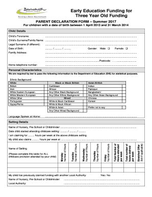 Fillable Online 3 year old parent declaration form Fax Email Print ...