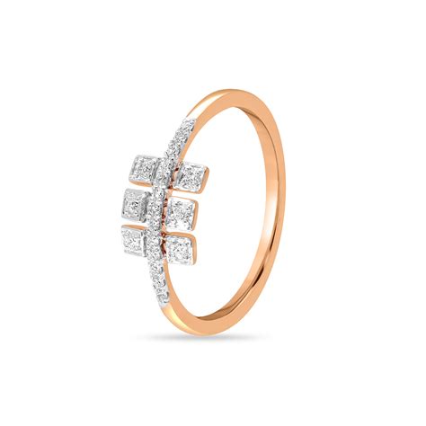 14KT Rose Gold Sculpted Sparkle Diamond Finger Ring
