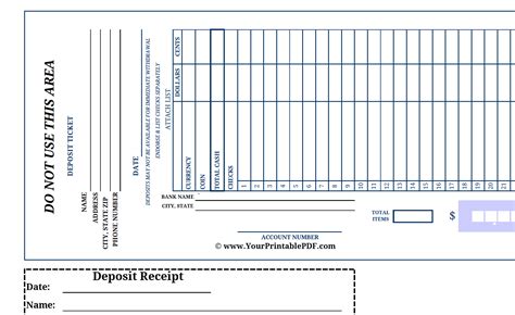 Bank Deposit Ticket Template - Content Calendar Template