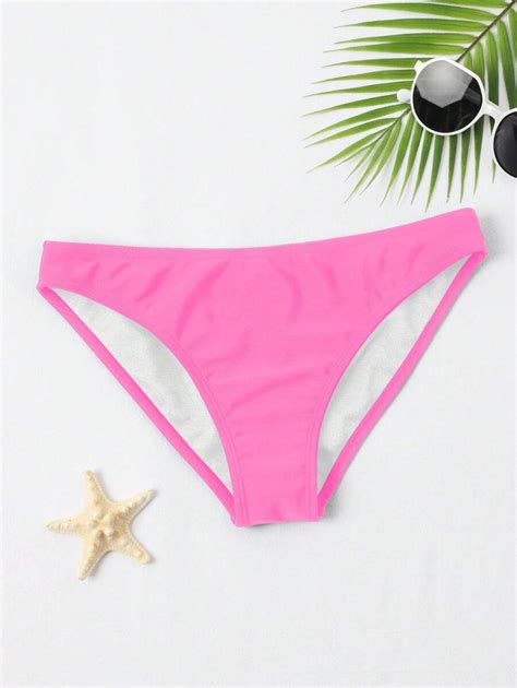 SHEIN Swim Solid Color Elastic Bikini Bottom For Summer Beach | SHEIN USA