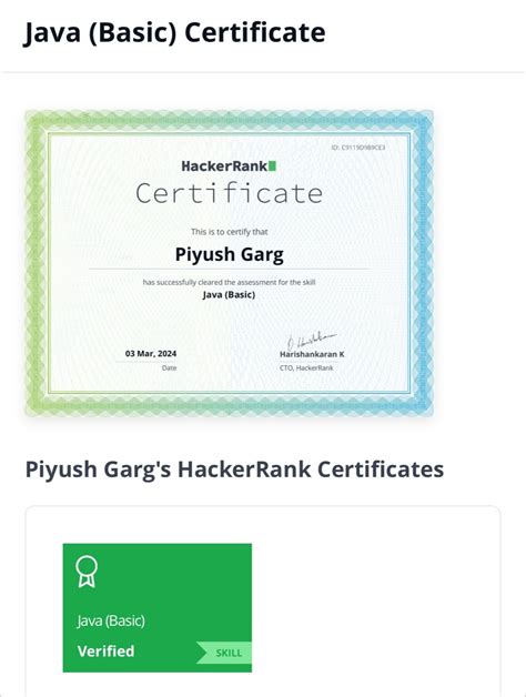 Image result for Java Programming Certificate From HackerRank