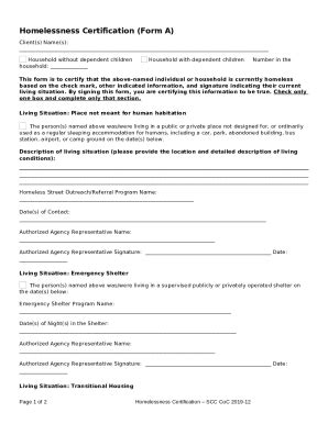 A - Homelessness Certification Doc Template | pdfFiller