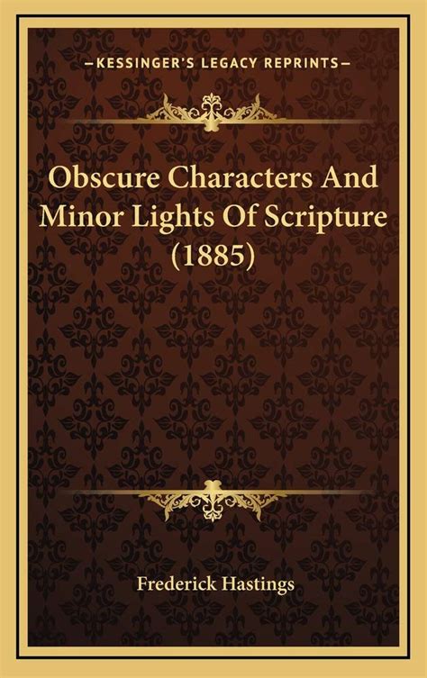 Buy Obscure Characters and Minor Lights of Scripture (1885) Book Online ...