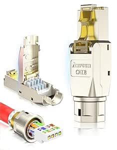 AMPCOM STP CAT8 RJ45 Connector Zinc-Alloy Tool-Free Ethernet Field ...