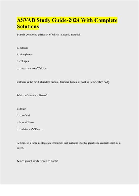 ASVAB Study Guide-2024 With Complete Solutions - ASVAB - Stuvia US