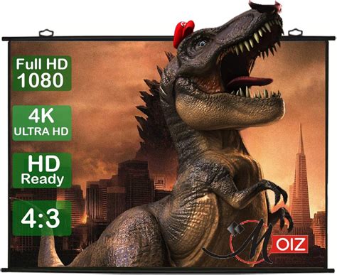 MOIZ Tripod Stand Projector Screen 7 Ft. (Width) x 5 Ft. (Height) - 100 ...