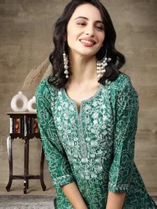 Wawlooks Women Printed, Embroidered Straight Kurta - Buy Wawlooks Women ...